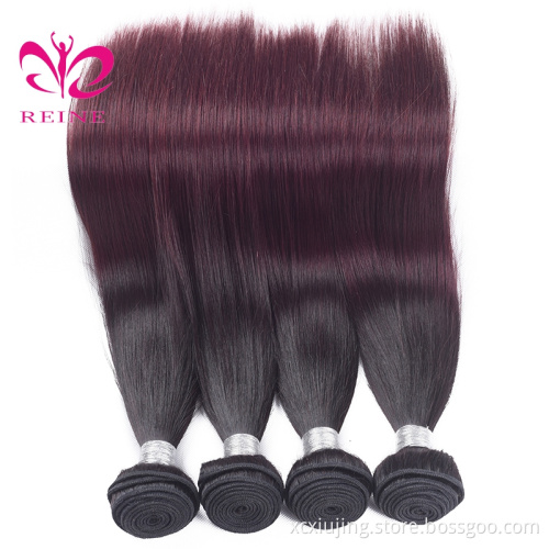 8A grade  color ombre 99j hair weave red braiding hair piece, human hair weave bundles
